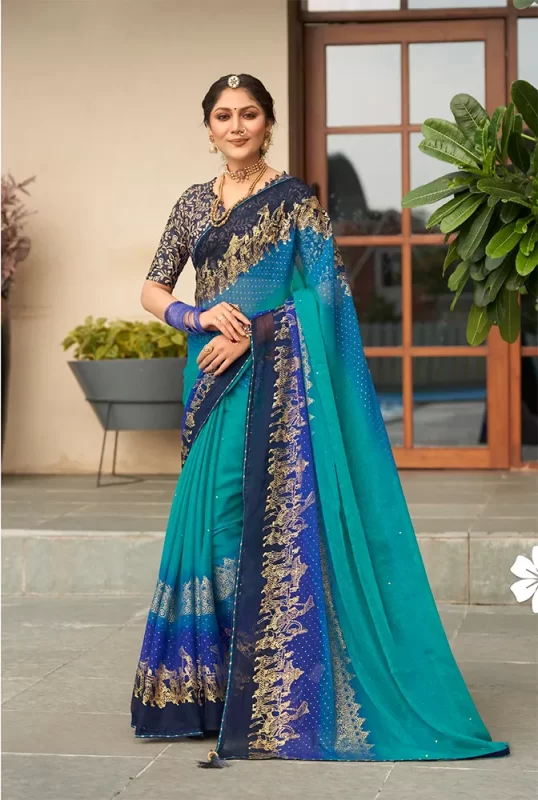 Pantone Chiffon Saree