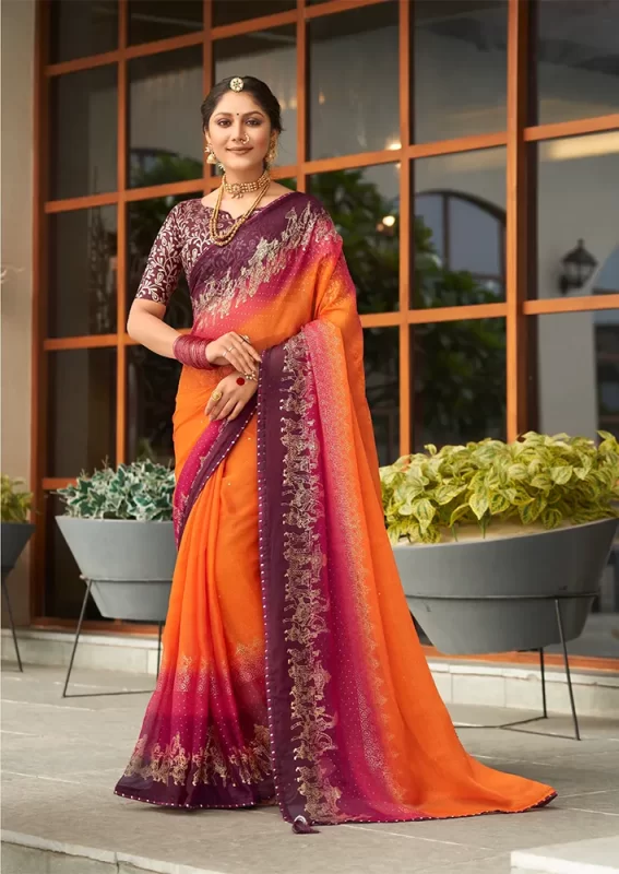 Orange Chiffon Saree