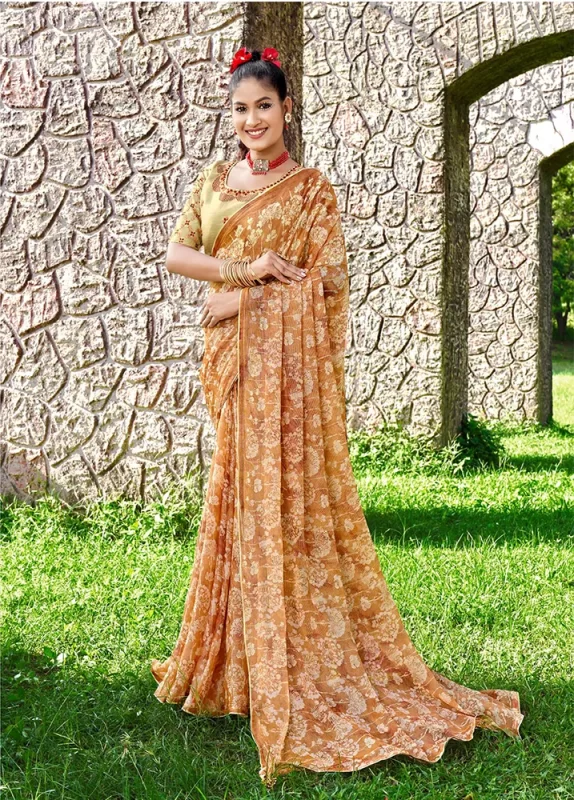 Orange Chiffon Brasso Saree