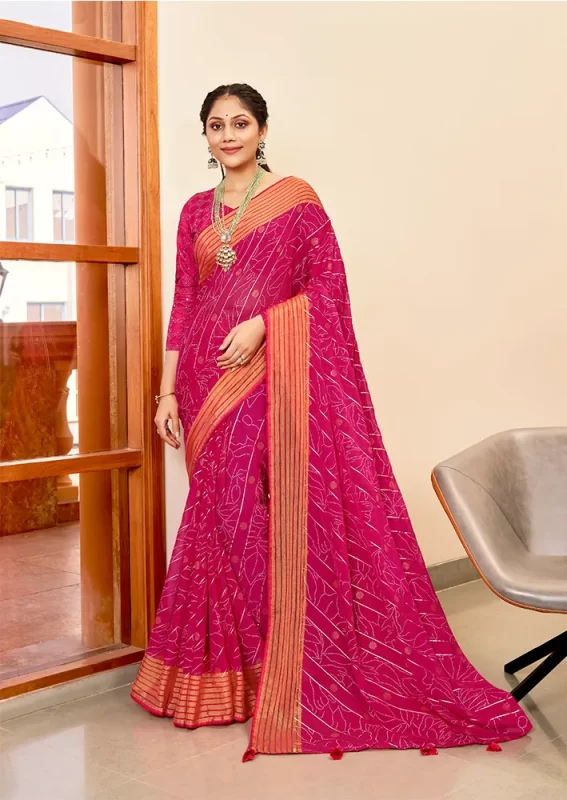 Pink Chiffon Saree