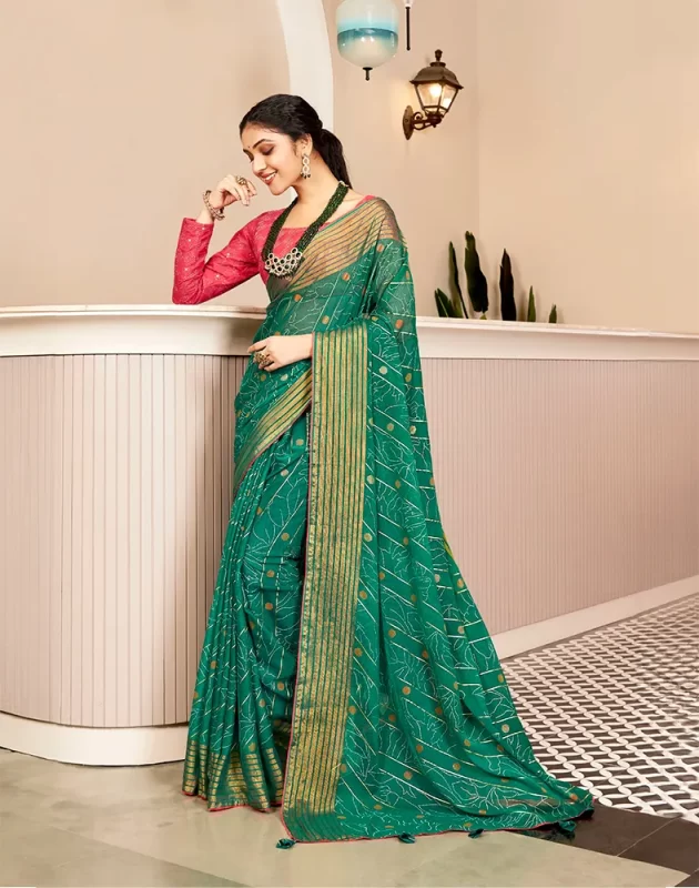 Green Chiffon Saree