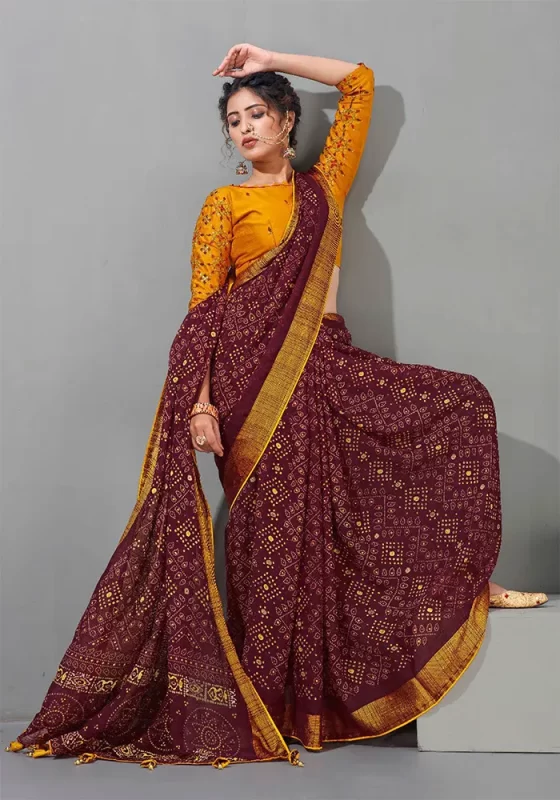 Maroon Chiffon Saree