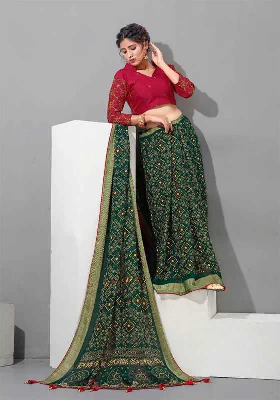 Green Chiffon Saree