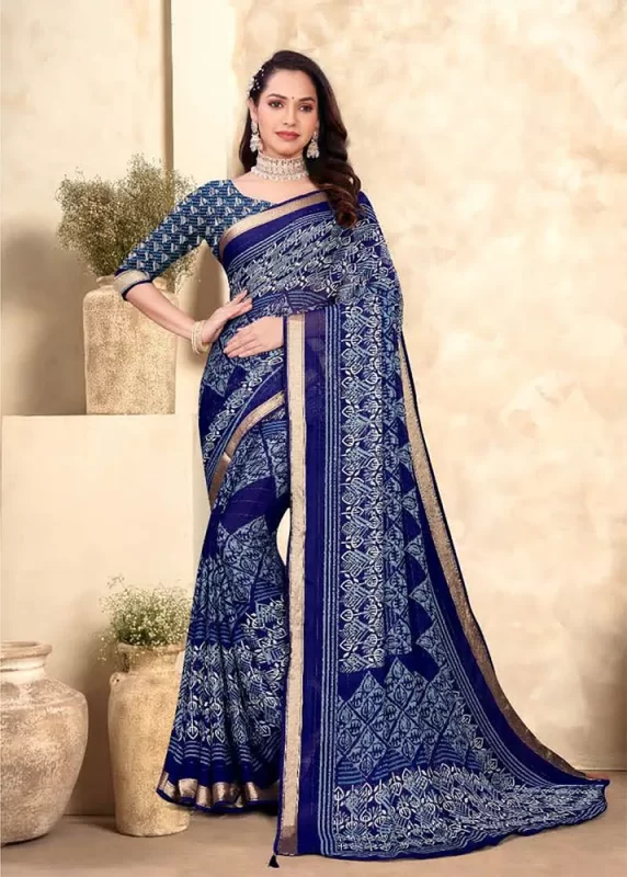 Blue Chiffon Silk Saree