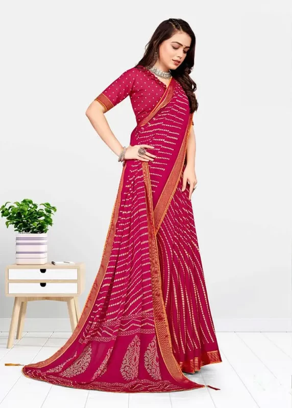 Pink Georgette Saree