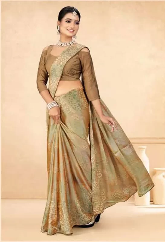 khaki Brasso Silk Saree