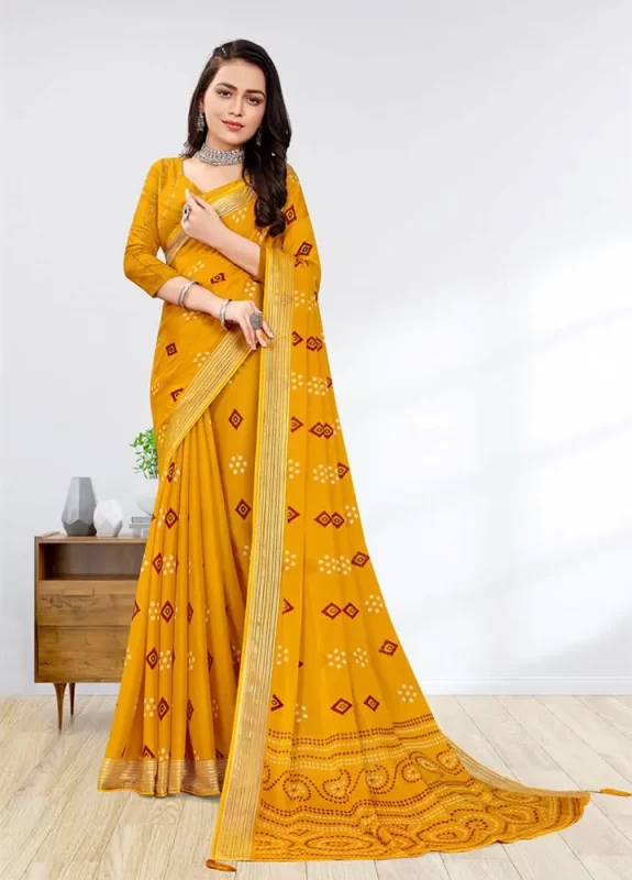 Yellow Georgette Saree