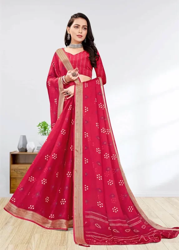 Pink Georgette Saree