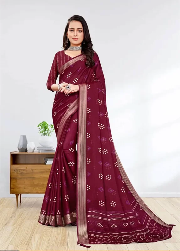 Dark Red Georgette Saree