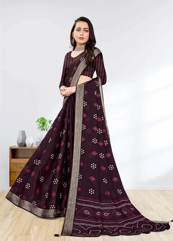 Dark Maroon Georgette Saree