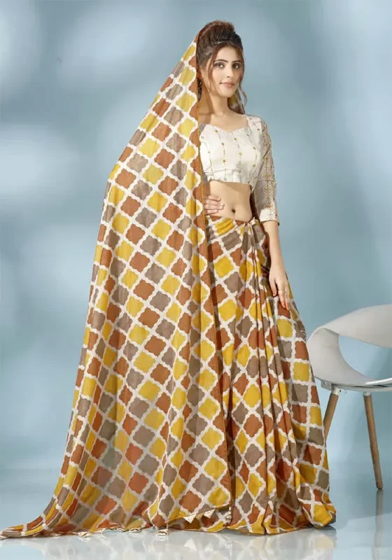Yellow Orange Dolla Silk Saree