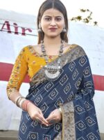 Navy Blue Soft Silk Jacquard Saree