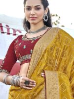 Yellow Soft Silk Jacquard Saree