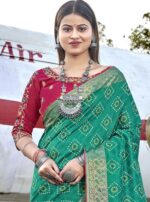 Green Cyan Soft Silk Jacquard Saree