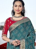 Blue cyan Soft Silk Jacquard Saree