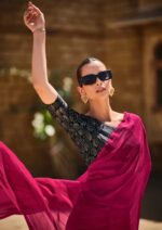 Pink Black Soft Silk Saree