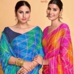 Viscosev pattern checks Saree