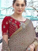 Khaki Georgette Moss Saree