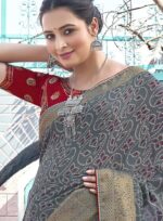 Gray Georgette Moss Saree