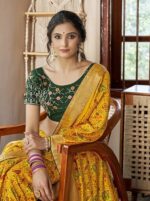 Yellow Soft Silk-Jequard Sarees