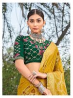 Yellow Soft reshmi cotton jequard Saree