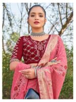 Pink Soft reshmi cotton jequard Saree