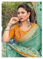Green Soft reshmi cotton jequard Saree